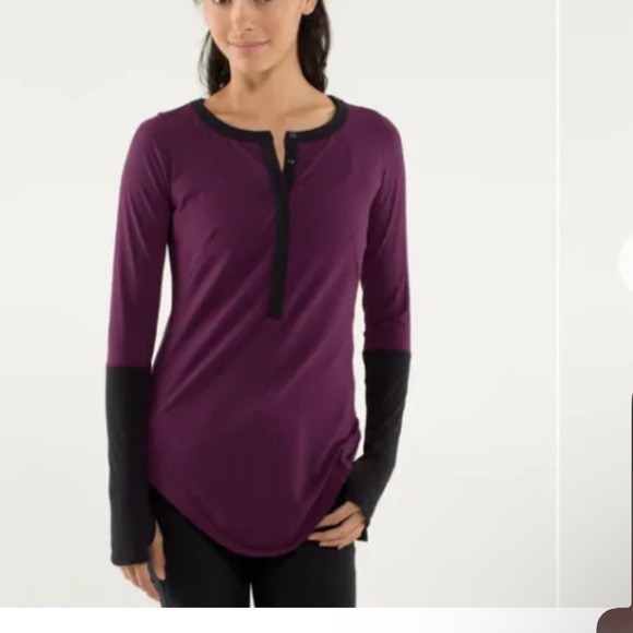 lululemon athletica Tops - Lululemon Urbanite Henley Long Sleeve Plum/Black